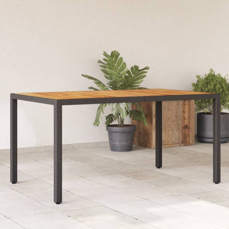 vidaXL Gartentisch mit Akazienholz-Platte Schwarz Poly Rattan vidaXL Gartentisch mit Akazienholz-Platte Schwarz Poly Rattan