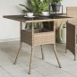 vidaXL Gartentisch mit Glasplatte Beige 80x80x75 cm Poly Rattan vidaXL Gartentisch mit Glasplatte Beige 80x80x75 cm Poly Rattan