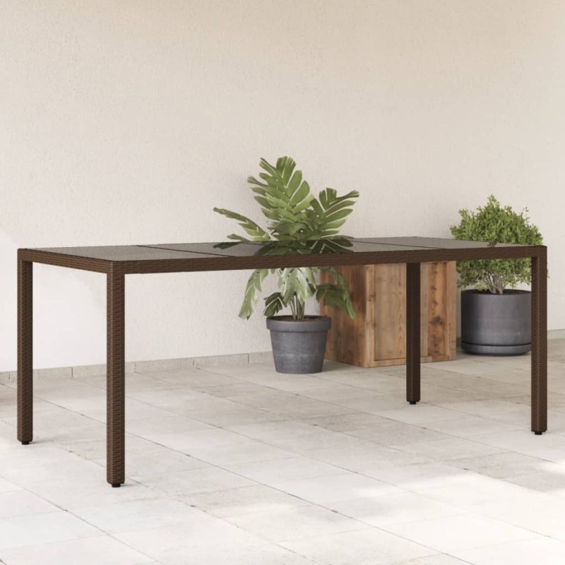 vidaXL Gartentisch mit Glasplatte Braun 190x90x75 cm Poly Rattan vidaXL Gartentisch mit Glasplatte Braun 190x90x75 cm Poly Rattan