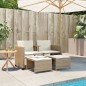 vidaXL Gartensofa 2-Sitzer mit Tisch und Hockern Beige Poly Rattan vidaXL Gartensofa 2-Sitzer mit Tisch und Hockern Beige Poly Rattan