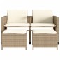 vidaXL Gartensofa 2-Sitzer mit Tisch und Hockern Beige Poly Rattan vidaXL Gartensofa 2-Sitzer mit Tisch und Hockern Beige Poly Rattan