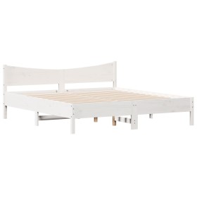 vidaXL Massivholzbett mit Kopfteil Weiß 200x200 cm Kiefer