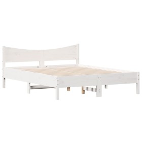 vidaXL Massivholzbett mit Kopfteil Weiß 160x200 cm Kiefer