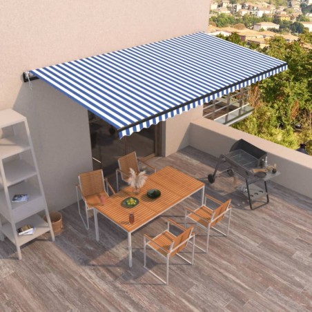 Gelenkarmmarkise Automatisch 600x350 cm Blau und Weiß