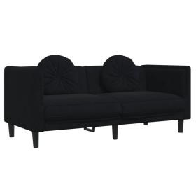 vidaXL Sofa mit Kissen 2-Sitzer Schwarz Samt