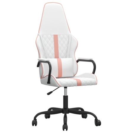 vidaXL Gaming-Stuhl Weiß und Rosa Kunstleder