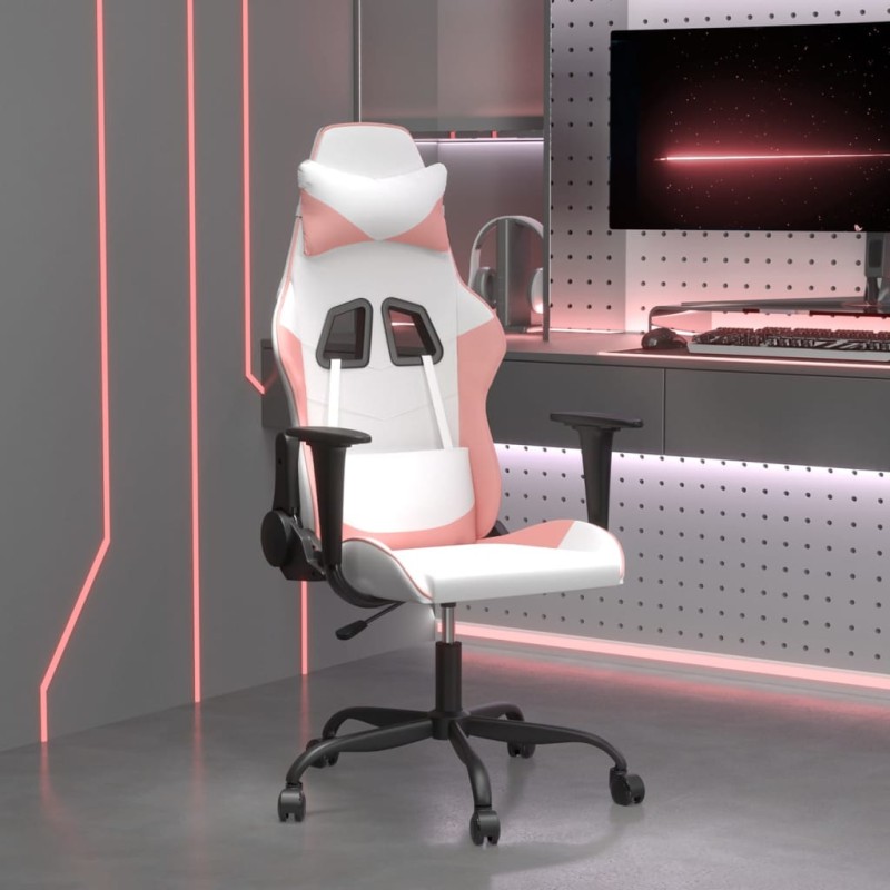 vidaXL Gaming-Stuhl Weiß und Rosa Kunstleder vidaXL Gaming-Stuhl Weiß und Rosa Kunstleder
