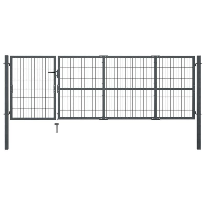vidaXL Gartentor mit Pfosten Stahl 350x100 cm Anthrazit vidaXL Gartentor mit Pfosten Stahl 350x100 cm Anthrazit