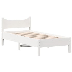 vidaXL Massivholzbett ohne Matratze Weiß 90x200 cm Kiefernholz