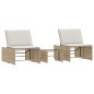 vidaXL Sonnenliegen 2 Stk. mit Tisch Beige Poly Rattan vidaXL Sonnenliegen 2 Stk. mit Tisch Beige Poly Rattan