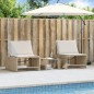 vidaXL Sonnenliegen 2 Stk. mit Tisch Beige Poly Rattan vidaXL Sonnenliegen 2 Stk. mit Tisch Beige Poly Rattan