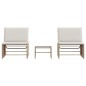 vidaXL Sonnenliegen 2 Stk. mit Tisch Beige Poly Rattan vidaXL Sonnenliegen 2 Stk. mit Tisch Beige Poly Rattan