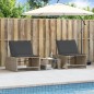 vidaXL Sonnenliegen 2 Stk. mit Tisch Grau Poly Rattan vidaXL Sonnenliegen 2 Stk. mit Tisch Grau Poly Rattan