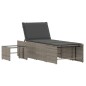 vidaXL Sonnenliegen 2 Stk. mit Tisch Grau Poly Rattan vidaXL Sonnenliegen 2 Stk. mit Tisch Grau Poly Rattan
