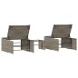 vidaXL Sonnenliegen 2 Stk. mit Tisch Grau Poly Rattan vidaXL Sonnenliegen 2 Stk. mit Tisch Grau Poly Rattan