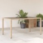 vidaXL Gartentisch mit Glasplatte Beige 150x90x75 cm Poly Rattan vidaXL Gartentisch mit Glasplatte Beige 150x90x75 cm Poly Rattan