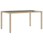 vidaXL Gartentisch mit Glasplatte Beige 150x90x75 cm Poly Rattan vidaXL Gartentisch mit Glasplatte Beige 150x90x75 cm Poly Rattan