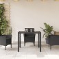 vidaXL Gartentisch mit Glasplatte Schwarz 90x90x75 cm Poly Rattan vidaXL Gartentisch mit Glasplatte Schwarz 90x90x75 cm Poly Rattan