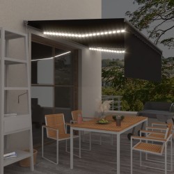 vidaXL Markise Automatisch mit Rollo LED Windsensor 4x3m Anthrazit  
