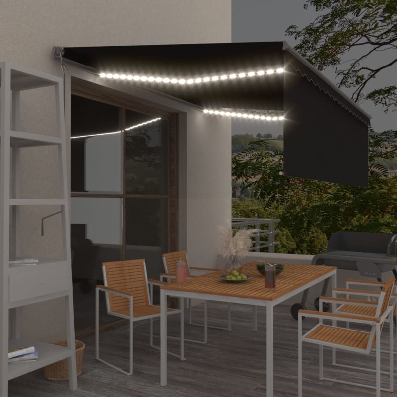 vidaXL Markise Automatisch mit Rollo LED Windsensor 4x3m Anthrazit vidaXL Markise Automatisch mit Rollo LED Windsensor 4x3m Anthrazit