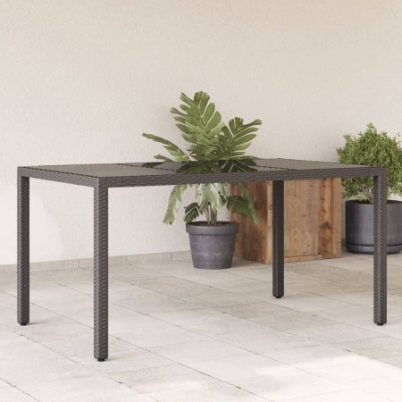 vidaXL Gartentisch mit Glasplatte Schwarz 150x90x75 cm Poly Rattan