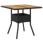 vidaXL Gartentisch mit Holzplatte Schwarz 80x80x75 cm Poly Rattan vidaXL Gartentisch mit Holzplatte Schwarz 80x80x75 cm Poly Rattan