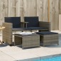 vidaXL Gartensofa 2-Sitzer mit Tisch und Hockern Grau Poly Rattan vidaXL Gartensofa 2-Sitzer mit Tisch und Hockern Grau Poly Rattan