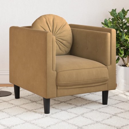 vidaXL Sessel mit Kissen Braun Samt