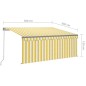 vidaXL Markise Manuell Einziehbar mit Rollo LED 3x2,5m Gelb & Weiß vidaXL Markise Manuell Einziehbar mit Rollo LED 3x2,5m Gelb & Weiß
