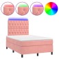 vidaXL Boxspringbett mit Matratze & LED Rosa 120x190 cm Samt vidaXL Boxspringbett mit Matratze & LED Rosa 120x190 cm Samt