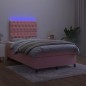 vidaXL Boxspringbett mit Matratze & LED Rosa 120x190 cm Samt vidaXL Boxspringbett mit Matratze & LED Rosa 120x190 cm Samt