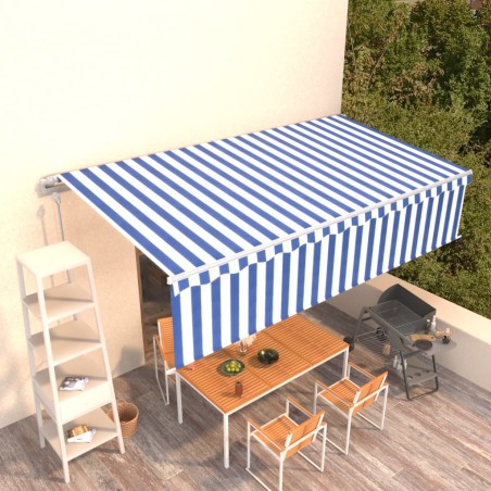 Gelenkarmmarkise Automatisch mit Volant 6x3 m Blau und Weiß