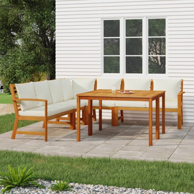 vidaXL 7-tlg. Garten-Essgruppe mit Kissen Massivholz Akazie vidaXL 7-tlg. Garten-Essgruppe mit Kissen Massivholz Akazie