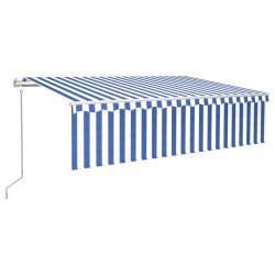 Gelenkarmmarkise Automatisch mit Volant 6x3 m Blau und Weiß