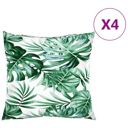 vidaXL Zierkissen 4 Stk. Blattmuster 40x40 cm Stoff