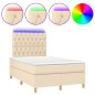 vidaXL Boxspringbett mit Matratze & LED Creme 120x190 cm Stoff vidaXL Boxspringbett mit Matratze & LED Creme 120x190 cm Stoff