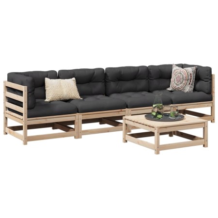 vidaXL 5-tlg. Garten-Sofagarnitur mit Kissen Massivholz Kiefer