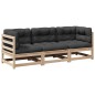 vidaXL 3-tlg. Garten-Sofagarnitur mit Kissen Massivholz Kiefer vidaXL 3-tlg. Garten-Sofagarnitur mit Kissen Massivholz Kiefer