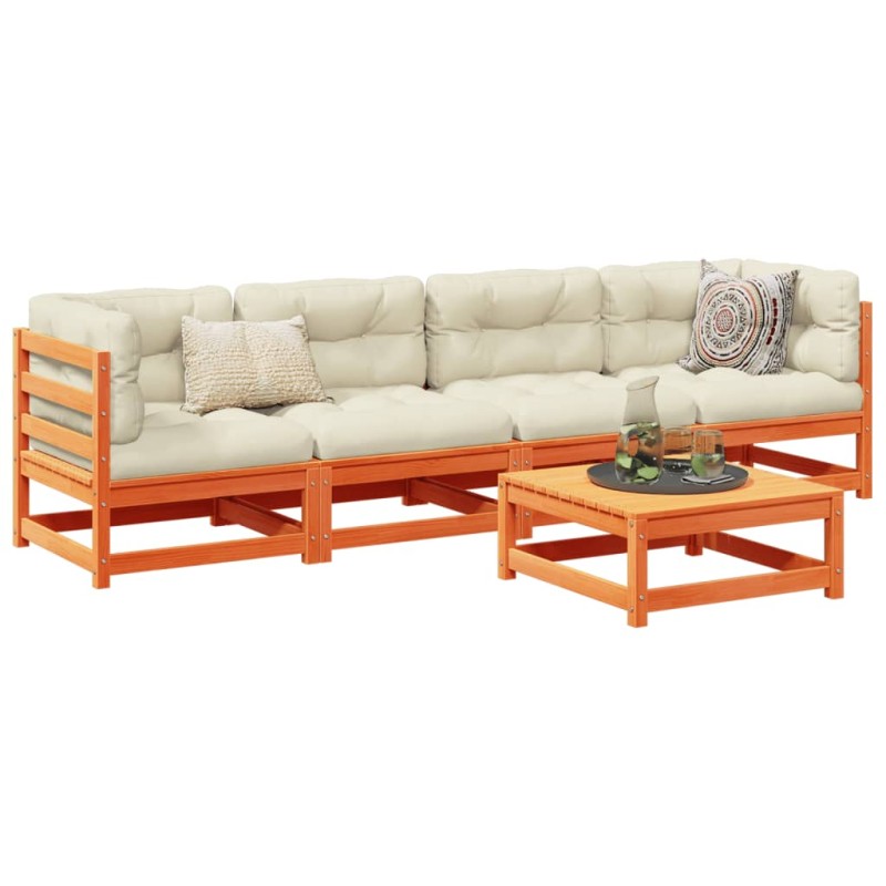 vidaXL 5-tlg. Garten-Sofagarnitur Wachsbraun Massivholz Kiefer vidaXL 5-tlg. Garten-Sofagarnitur Wachsbraun Massivholz Kiefer