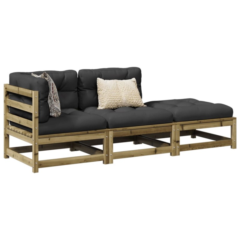vidaXL 3-tlg. Garten-Sofagarnitur mit Kissen Kiefernholz Imprägniert vidaXL 3-tlg. Garten-Sofagarnitur mit Kissen Kiefernholz Imprägniert