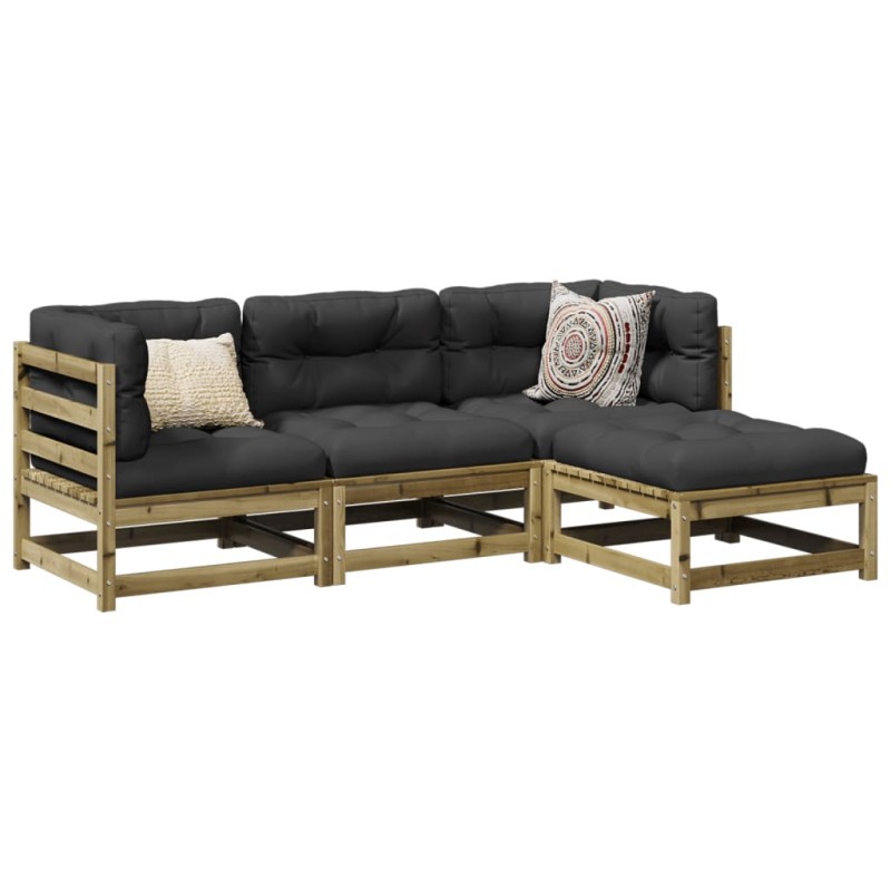 vidaXL 4-tlg. Garten-Sofagarnitur mit Kissen Kiefernholz Imprägniert vidaXL 4-tlg. Garten-Sofagarnitur mit Kissen Kiefernholz Imprägniert