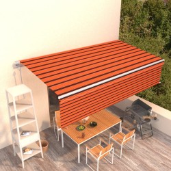 Gelenkarmmarkise Automatisch mit Volant 6x3 m Orange und Braun