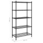 vidaXL Lagerregal mit 5 Böden 90x35x180 cm Schwarz 250 kg vidaXL Lagerregal mit 5 Böden 90x35x180 cm Schwarz 250 kg