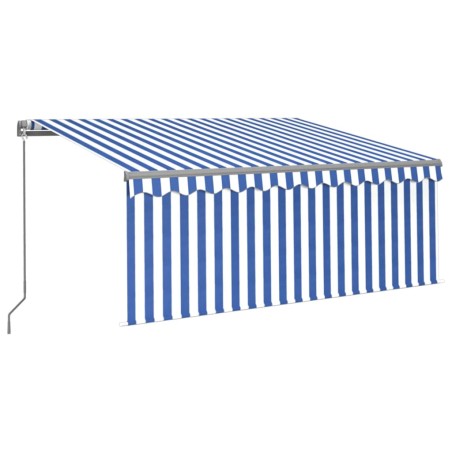 vidaXL Markise Manuell Einziehbar mit Rollo 3x2,5 m Blau und Weiß