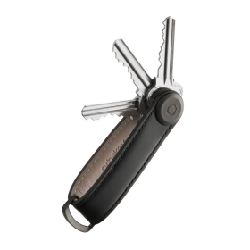Orbitkey - Schlüssel-Organizer aus Leder - Schwarz mit schwarzen Nähten