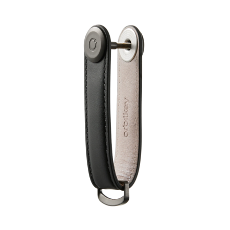 Orbitkey - Schlüssel-Organizer aus Leder - Schwarz mit schwarzen Nähten