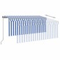 vidaXL Markise Manuell Einziehbar mit Rollo 3x2,5 m Blau und Weiß vidaXL Markise Manuell Einziehbar mit Rollo 3x2,5 m Blau und Weiß