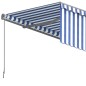 vidaXL Markise Manuell Einziehbar mit Rollo 3x2,5 m Blau und Weiß vidaXL Markise Manuell Einziehbar mit Rollo 3x2,5 m Blau und Weiß