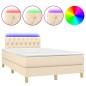 vidaXL Boxspringbett mit Matratze & LED Creme 120x190 cm Stoff vidaXL Boxspringbett mit Matratze & LED Creme 120x190 cm Stoff