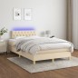 vidaXL Boxspringbett mit Matratze & LED Creme 120x190 cm Stoff vidaXL Boxspringbett mit Matratze & LED Creme 120x190 cm Stoff